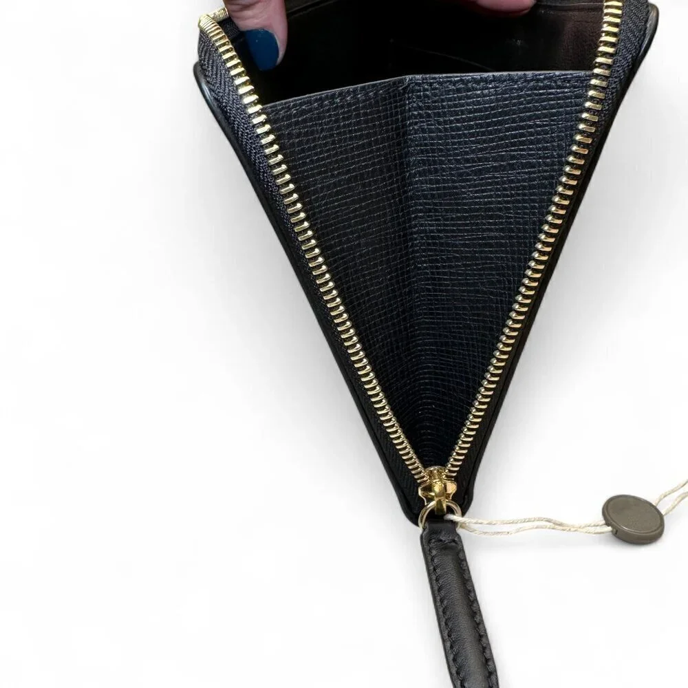 Smythson Men's Black Leather Panama Pochette Pouch, Wristlet - NWOT